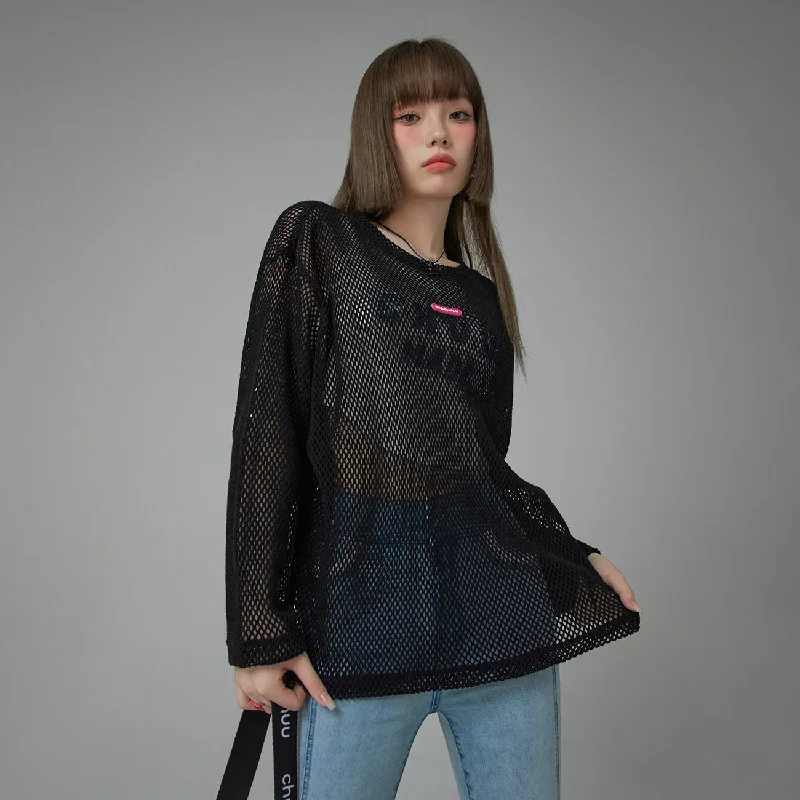 Fishnet Long-Sleeved Top Refined Women's 