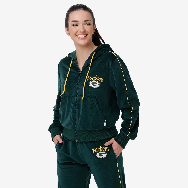 Green Bay Packers Womens Velour Zip Up Top Sustainable Organic