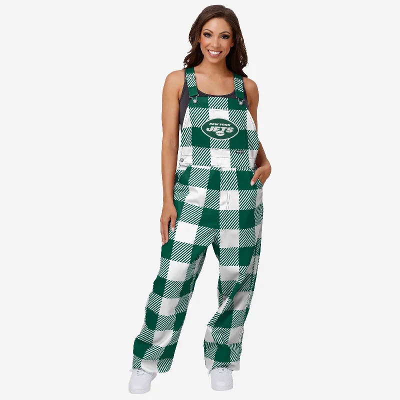 New York Jets Womens Plaid Bib Overalls Cozy Women's Winter