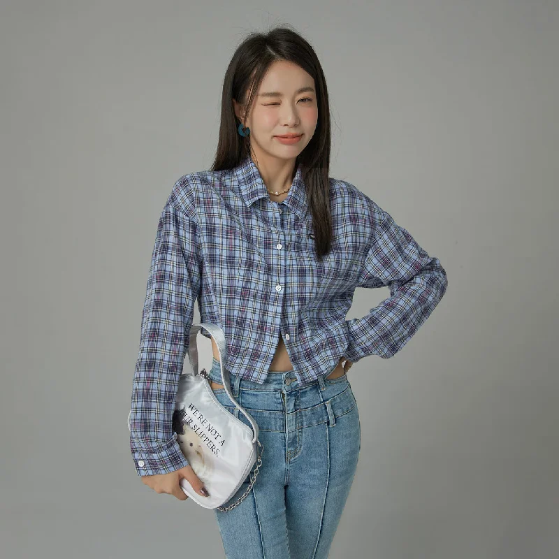 Check Cropped Shirt Relaxed Women's 