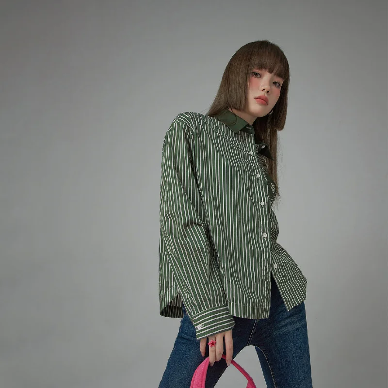 Color Vertical Stripes Shirt Youthful Women's Anime - inspired