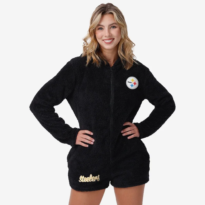 Pittsburgh Steelers Womens Short Cozy One Piece Pajamas Classic Women's Pin - striped