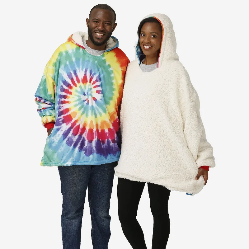 Tie-Dye Sherpa Reversible Hoodeez Hip Women's Retro