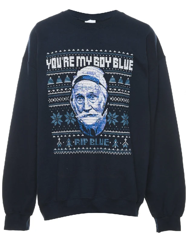 You're My Blue Boy Design Blue Christmas Sweatshirt - L Athletic Women's 