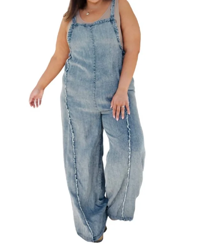Ever Dependable Mineral Wash Jumpsuit In Chambray Denim Practical Women's Multi - 
