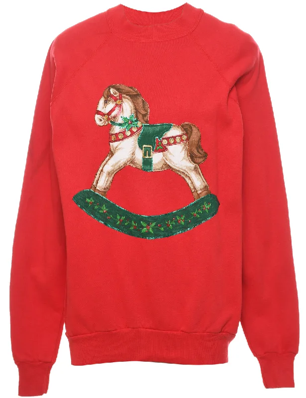 Animal Design Christmas Sweatshirt - XL Practical Women's Quick - dry