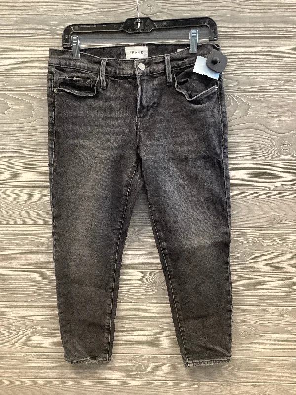 Jeans Straight By Frame In Black Denim, Size: 2 Refined Women's Classic 