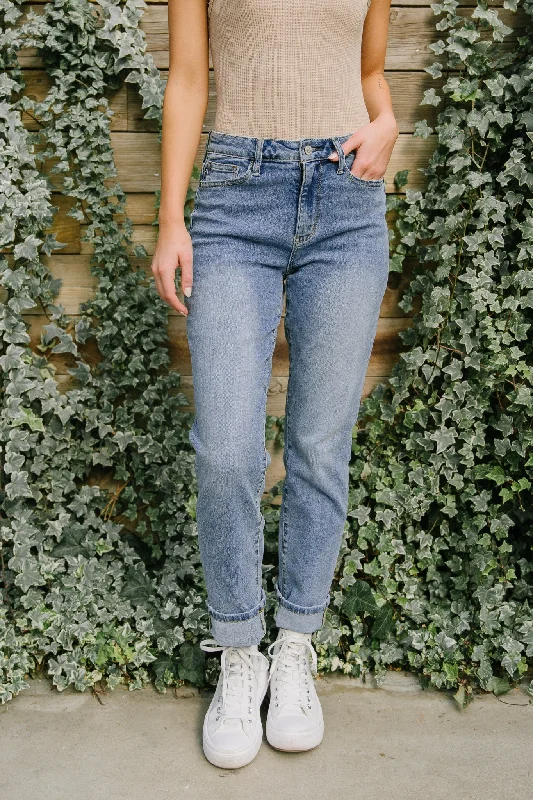 Judy Blue High Waist Vintage Wash Boyfriend Jeans Luxurious Women's High -  end