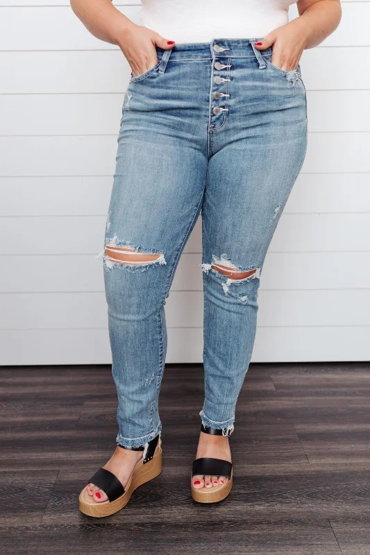 Judy Blue High Rise Boyfriend Button Fly Denim Classic Women's Tweed