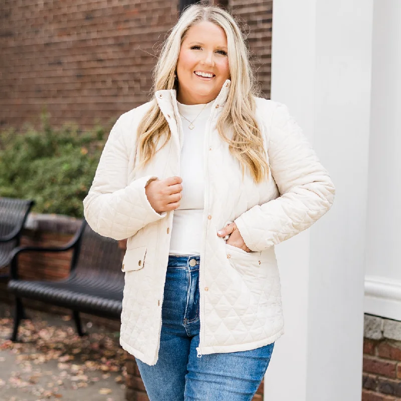 Majestic Motion Jacket, Cream Youthful Women's Anime - inspired