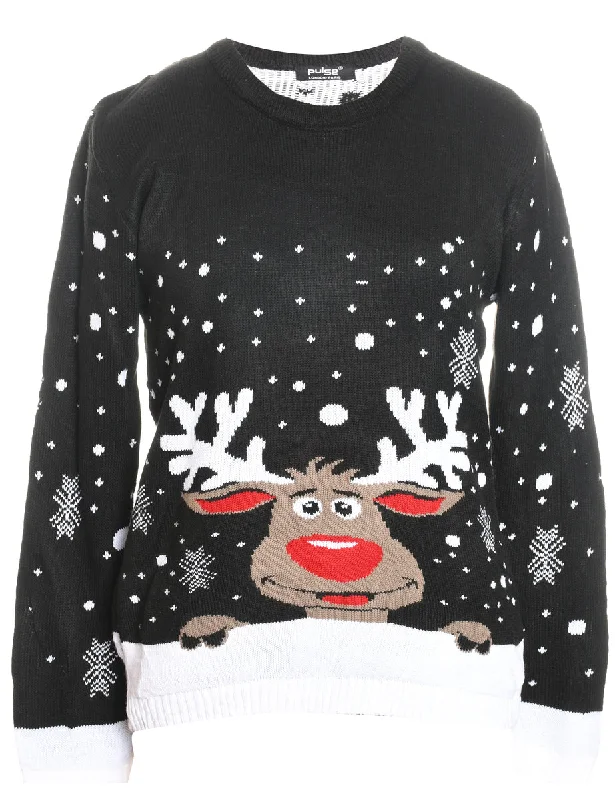 Reindeer Design Christmas Cardigan  - L Australian Beach