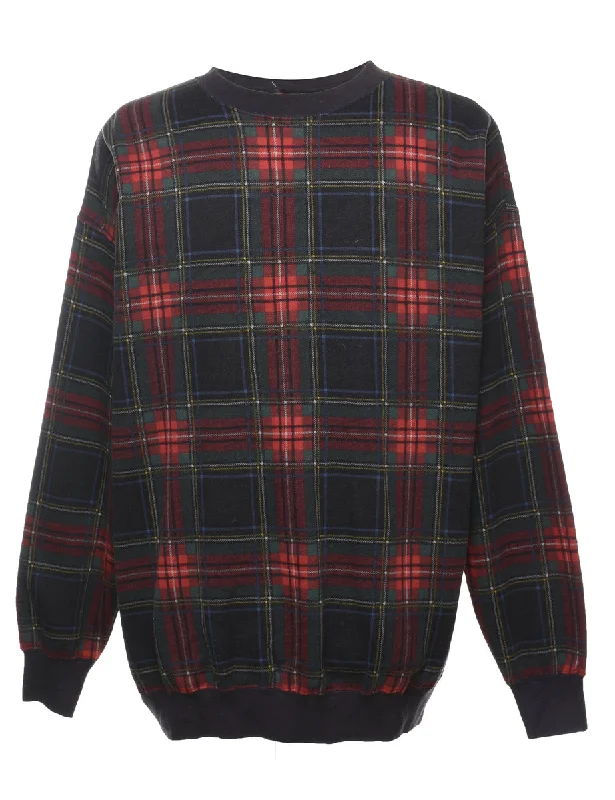 Classic Tartan Design Sweatshirt - L Bohemian Women's Free