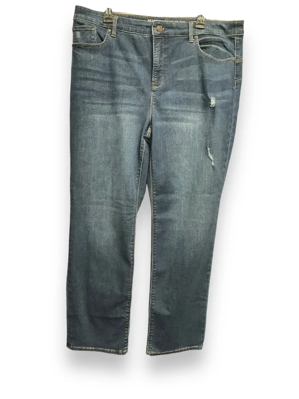 Jeans Straight By Chicos In Blue Denim, Size: 16 Stylish Women's Tropical 