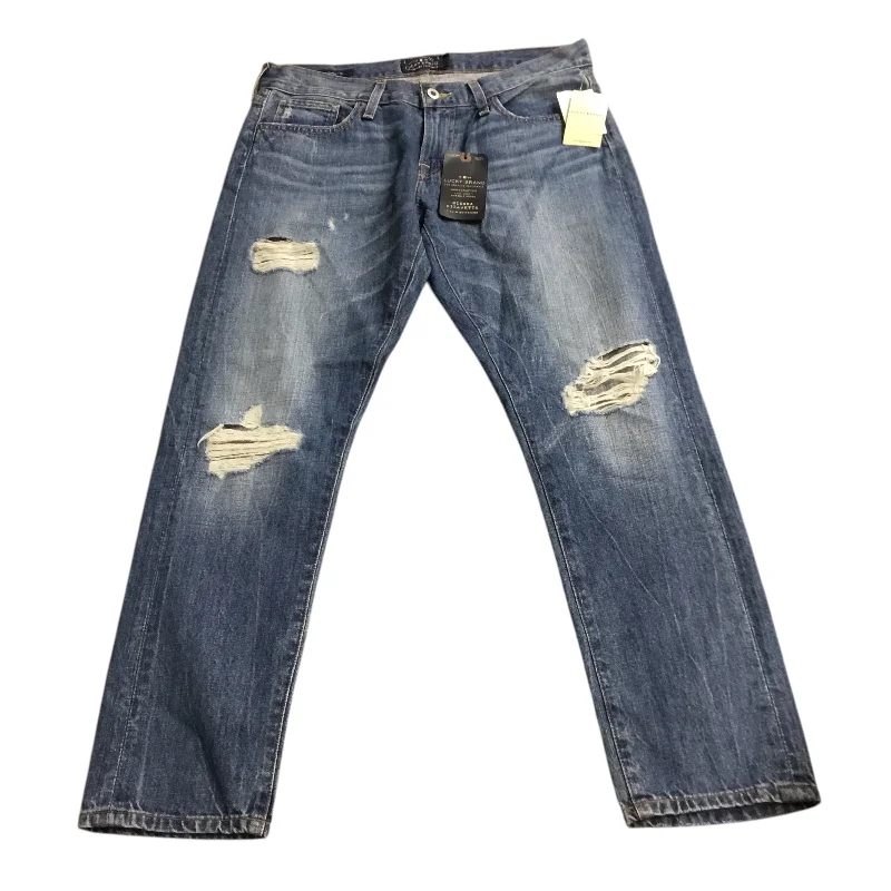 Jeans Cropped By Lucky Brand In Blue Denim, Size: 6 Relaxed Women's 
