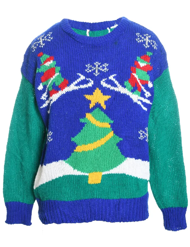 Classic Christmas Tree Design Jumper  - L Sharp Women's Italian
