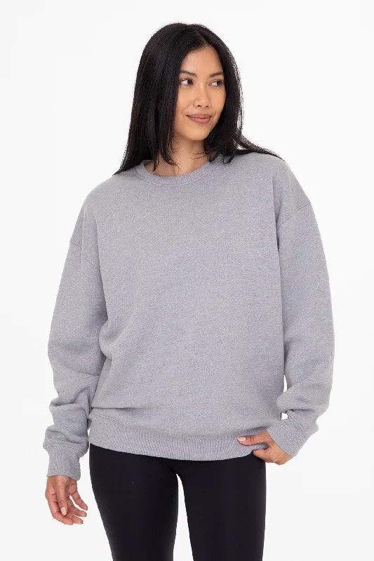 Heather Grey Soft Knit Fleece Lined Sweatshirt Sleek Women's 