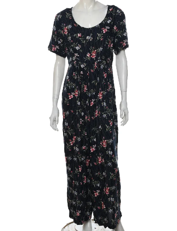 Floral Pattern Jumpsuit - L Youthful Women's Anime - inspired