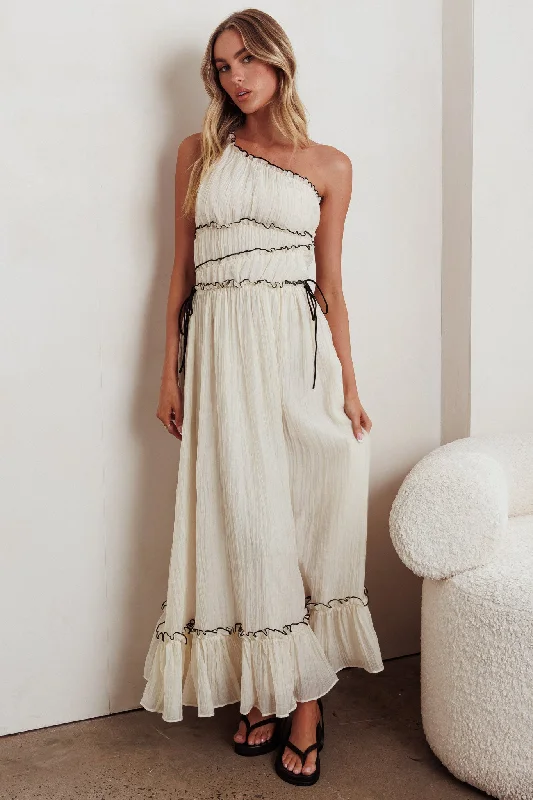Ballad One-Shoulder Maxi Dress Cream Athletic Women's 