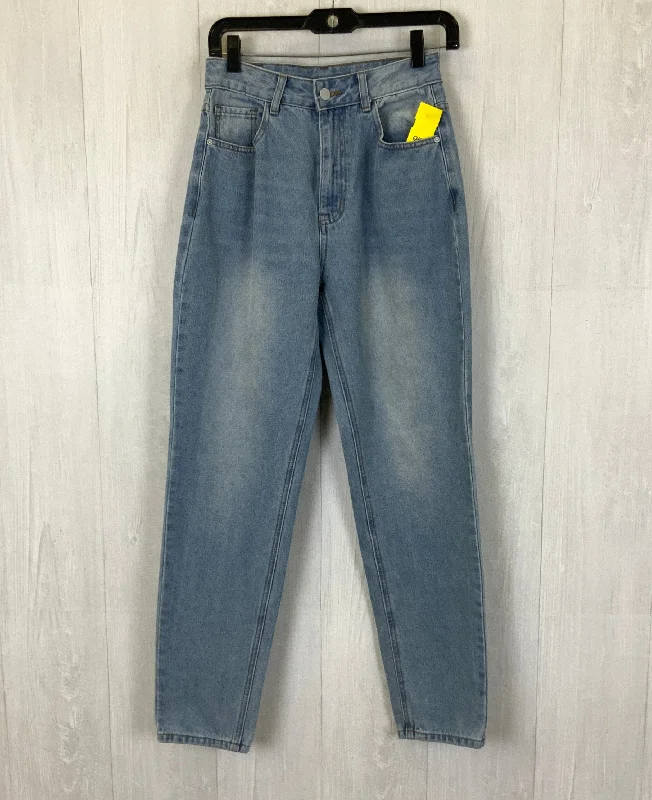 Jeans Straight By Shein In Blue Denim, Size: 2 Casual Women's Loose - fitting