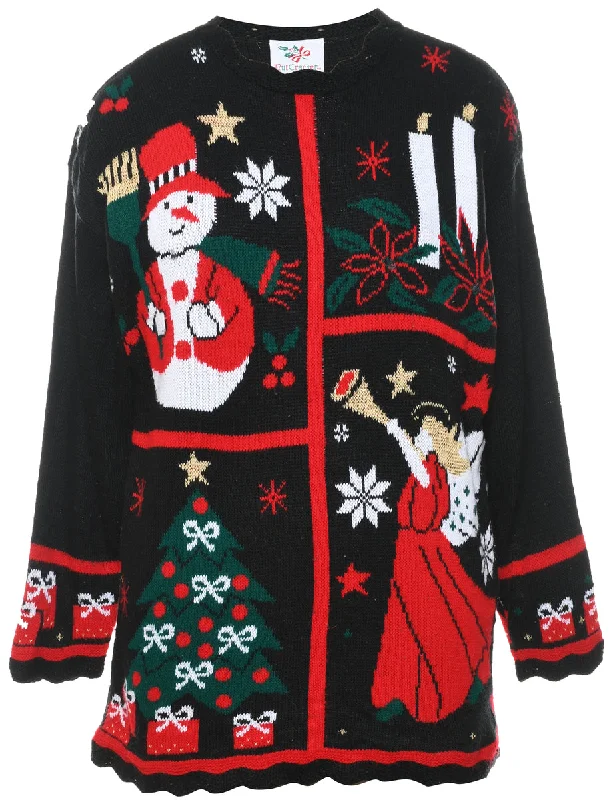 Snowman Christmas Jumper - L Feminine Women's Style 