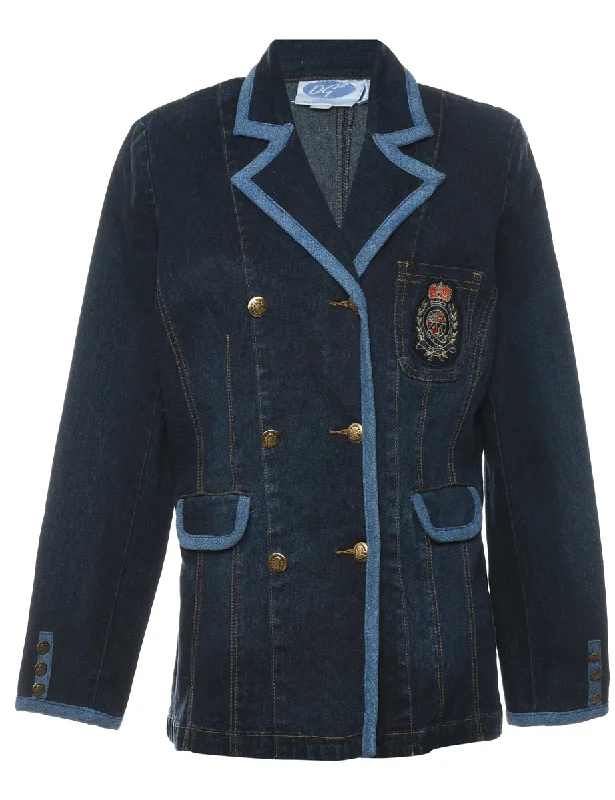 Indigo Button-Front Denim Jacket - M Dynamic Women's Moto