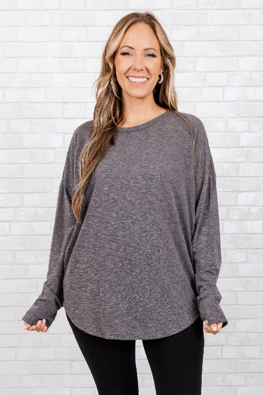 Path Forward Top, Charcoal Sharp Women's Italian