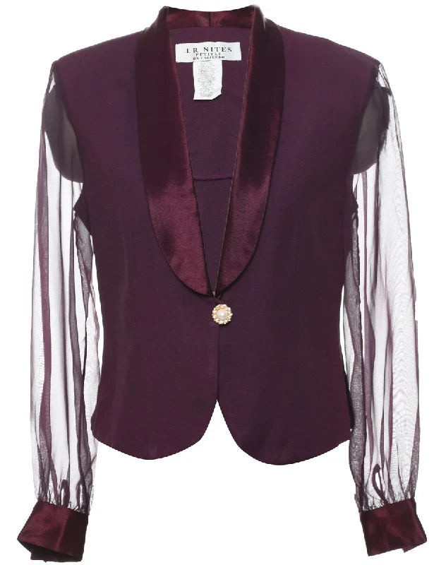 Purple Sheer Evening Jacket - M Dapper Women's Bow - adorned