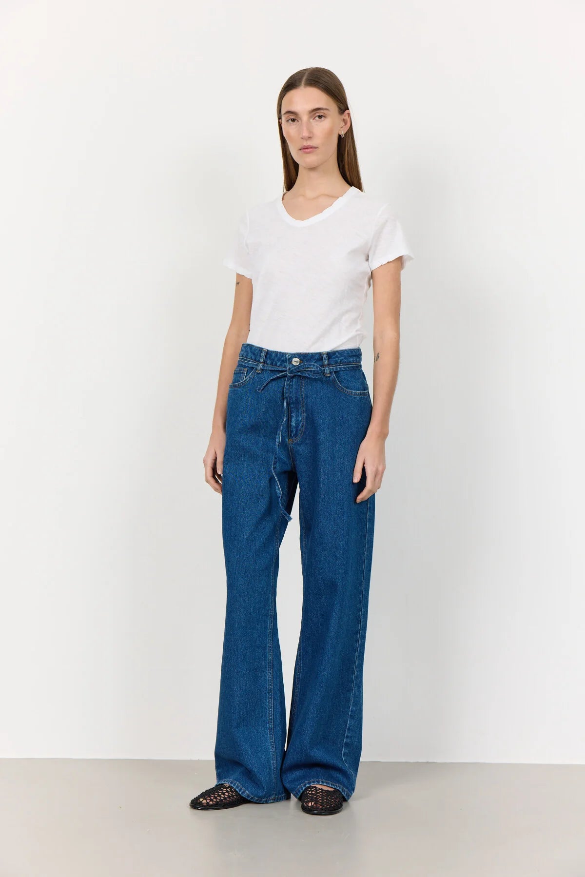 Levete Room Any Classic V Neck Top in White  - 900008 Traditional Women's Wool