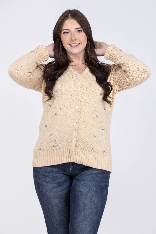 Sweet Affairs Women's Floral Embroidered Cardigan * Final Sale* Earthy Women's 