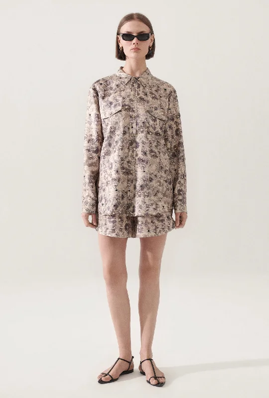 TWILL BOYFRIEND SHIRT ASTER FLORAL Sophisticated Women's Tailored